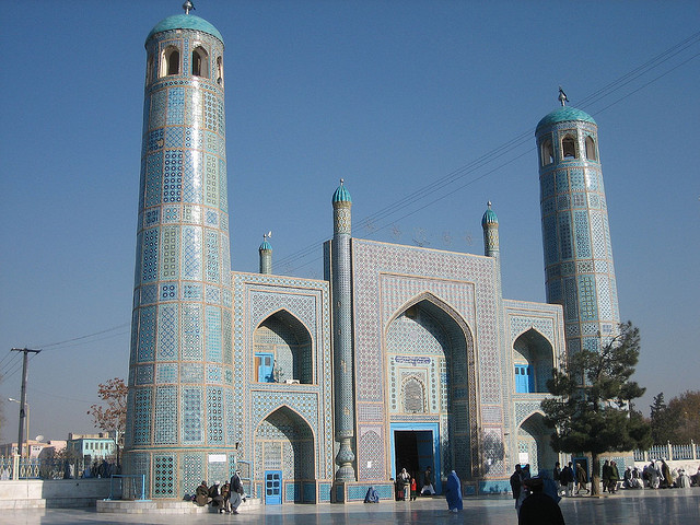 The Shrine of Hazrat Ali, also known as the Blue Mosque, is a mosque in Mazari Sharif, Afghanistan. It is one of the reputed burial places of Ali, son-in-law of the...