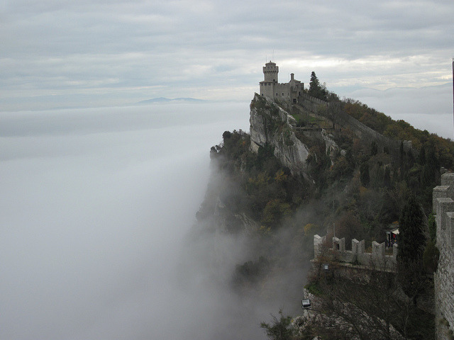 by Strider 4422 on Flickr.Spectacular view towards the castle of San Marino, a small country in the Apennine Mountains.