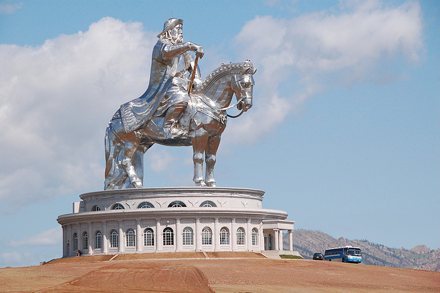 by allison helm on Flickr.Giant stainless steel structure of Genghis Khan in Tuul river valley, Mongolia.