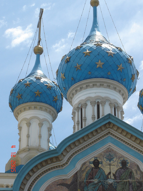 by JohannRela on Flickr.Towers of a russian orthodox church in Buenos Aires, Argentina.