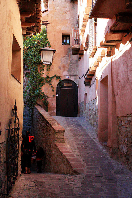 by Silcami on Flickr.Medieval narrow streets of Albarracin village in Aragon, Spain.