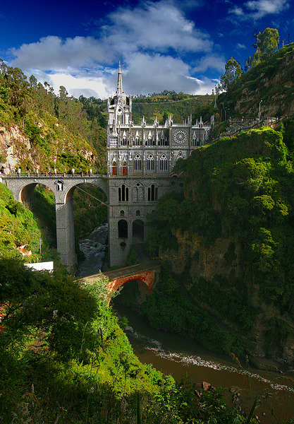 Morning view of Las Lajas Sanctuary, Colombia