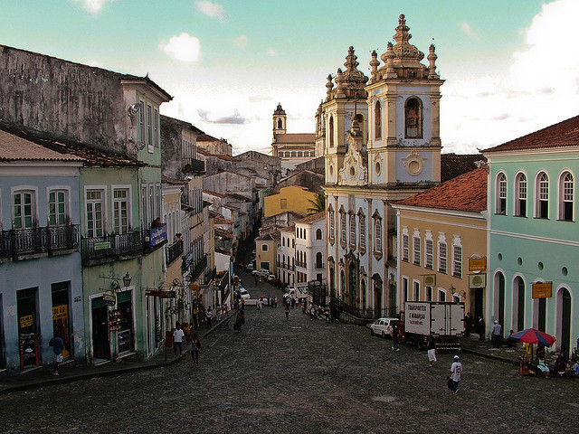 The streets of the Pelourinho district, Salvador, Brazil