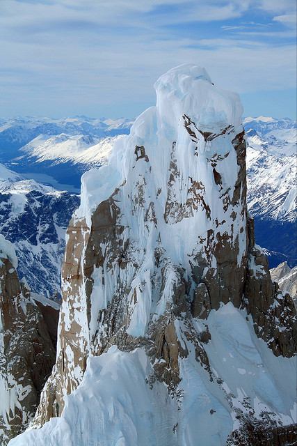 View from the top of Cerro Torre in Patagonia, Argentina