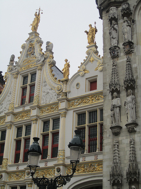 Sculpture and gilding, Stadhuis detail, Bruges, Belgium . This one is for Stephanie :)