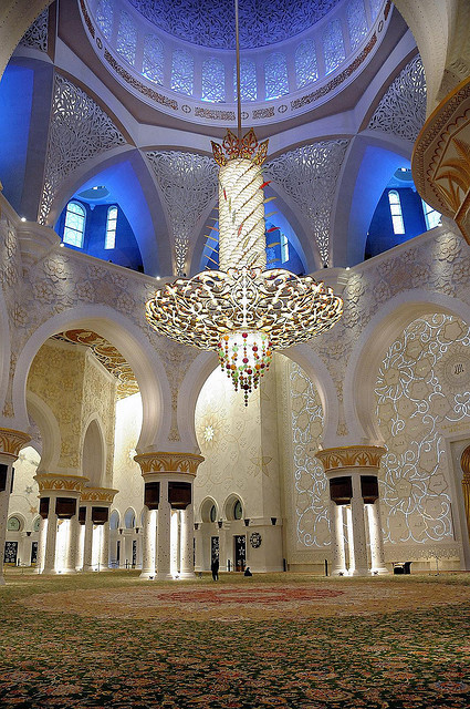 Details inside of The Grand Mosque in Abu Dhabi, United Arab Emirates