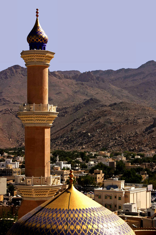 Dome and minaret of the Nizwa Mosque, Oman