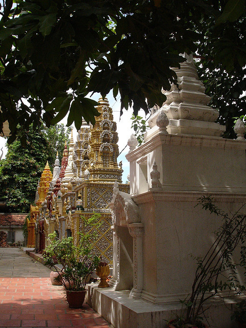 Chedis at Wat Lanka Temple in Phnom Penh, Cambodia