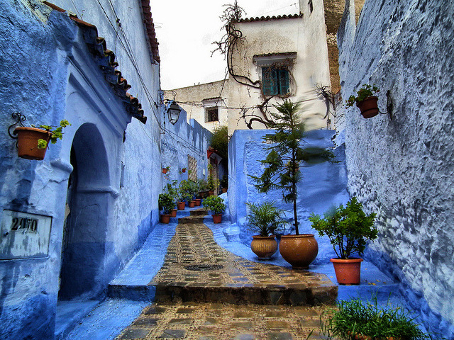 Distinctive blue streets of Chefchaouen, Morocco