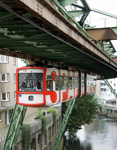 Wuppertal Schwebebahn or Wuppertal Floating Tram, a suspension railway in Wuppertal, Germany