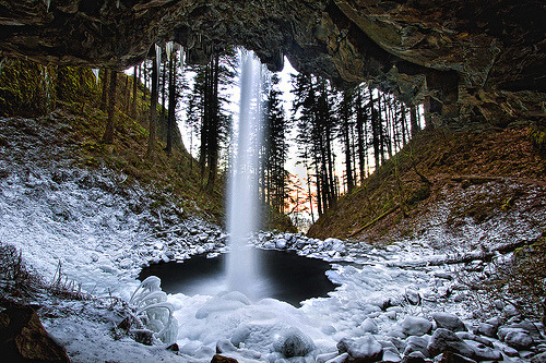 Icy Waterfall, Columbia River Gorge, Oregon