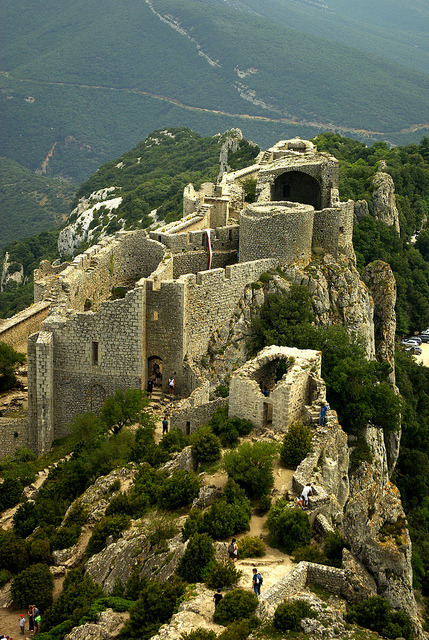 The ruined fortress of Peyrepertuse in Languedoc-Roussillon, France
