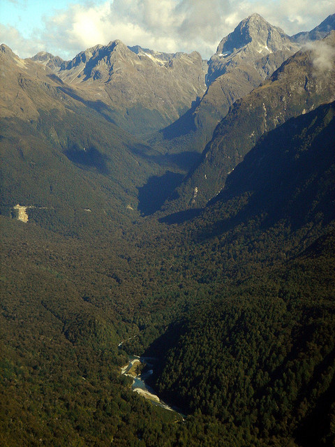 Hollyford River Valley in South Island, New Zealand