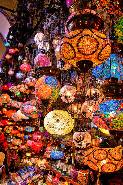 Colourful lamps at one of the shops in Grand Bazaar, Istanbul, Turkey