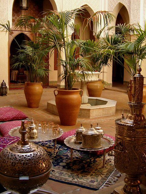 The courtyard at Riad Kniza in Marrakech / Morocco