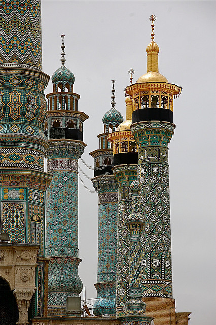 Fatima shrine minarets in Qom / Iran