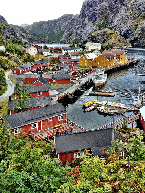 Remote village in Nusfjord, Lofoten Islands / Norway