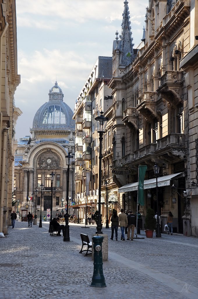 Stavropoleos street in Bucharest / Romania